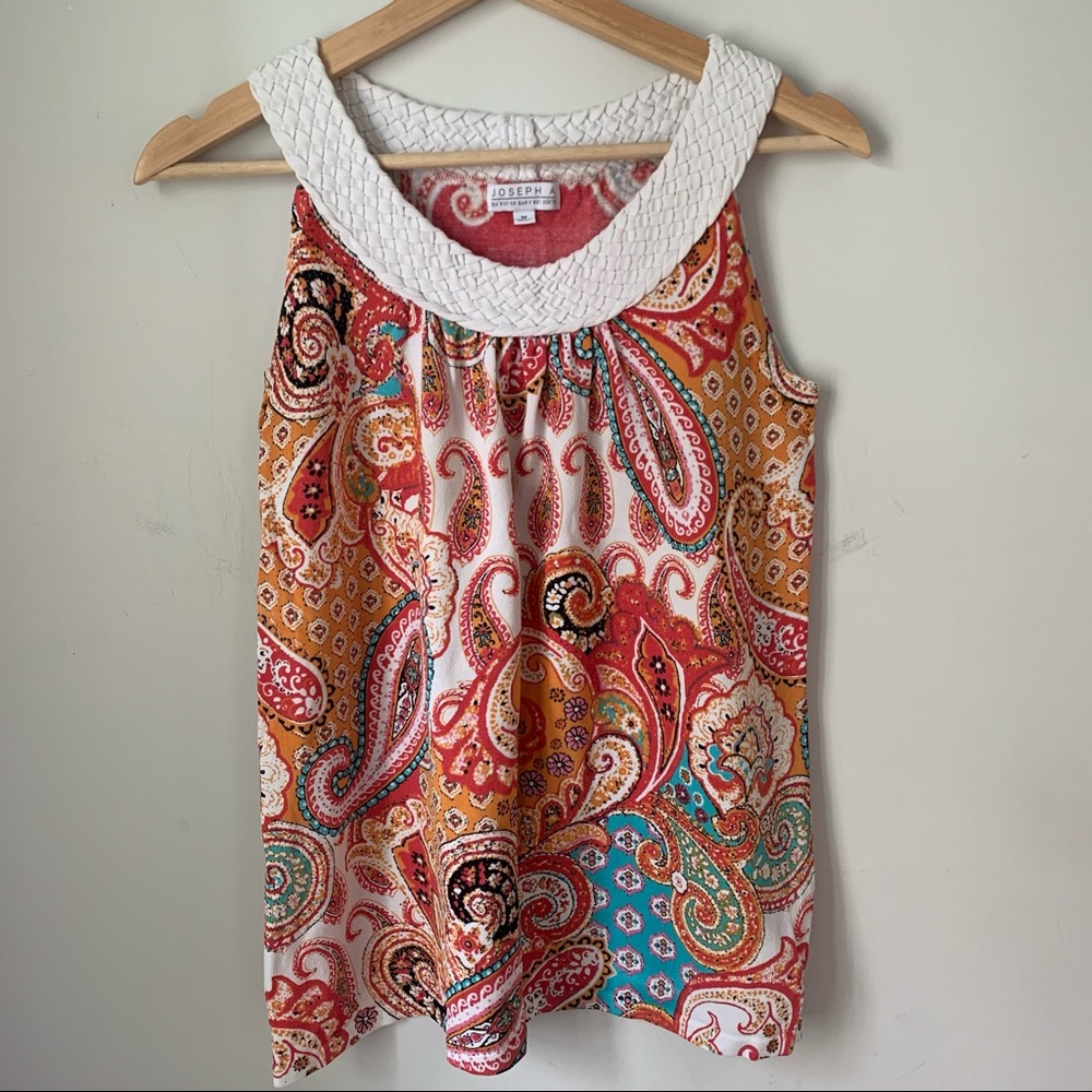 Joseph A Tank Sleeveless Top Paisley Weave Women’s Size Medium